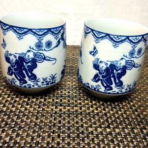 Vintage Japanese Karako Nabeshima Design Porcelain Cups 3”